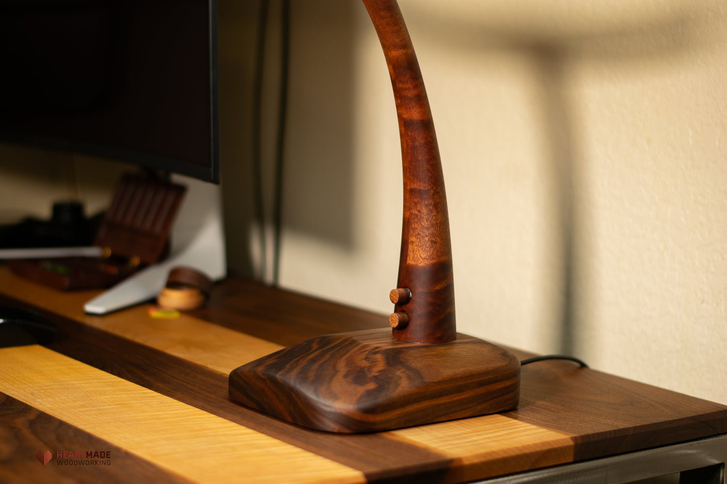 Desk Lamp - Walnut, Mahogany and Curly Maple - Dual Color Temperature With Dimmers - Air Foil