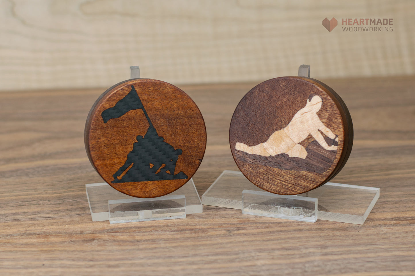 Threaded Wood Jars - Carbon Fiber and Wood Inlays