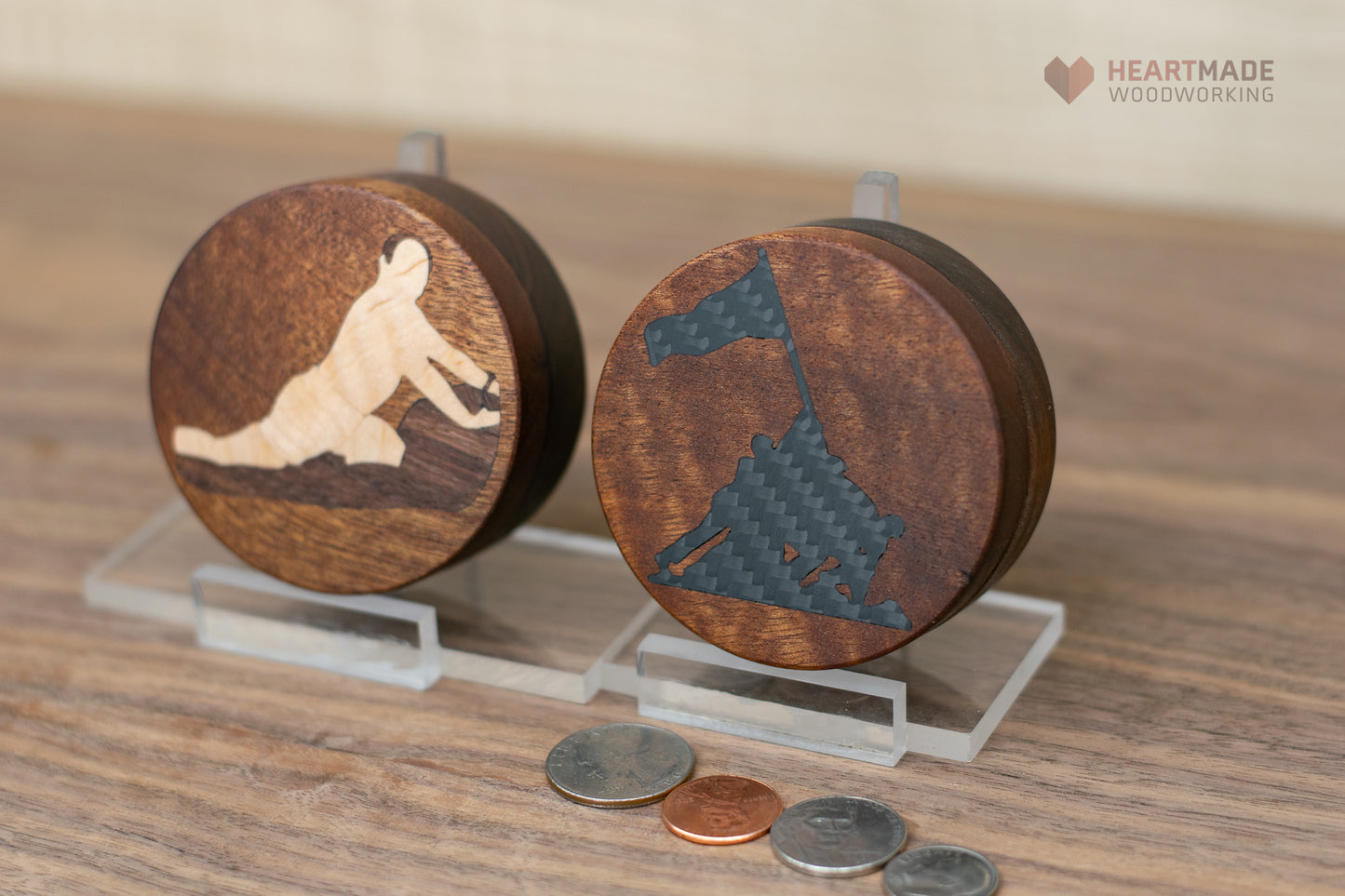 Threaded Wood Jars - Carbon Fiber and Wood Inlays