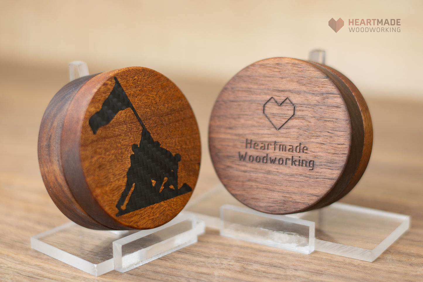 Threaded Wood Jars - Carbon Fiber and Wood Inlays
