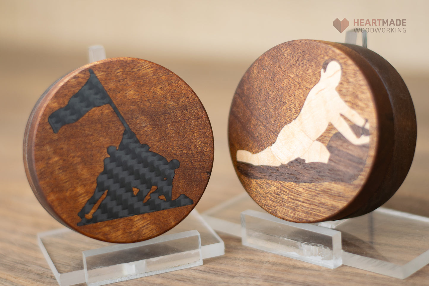 Threaded Wood Jars - Carbon Fiber and Wood Inlays