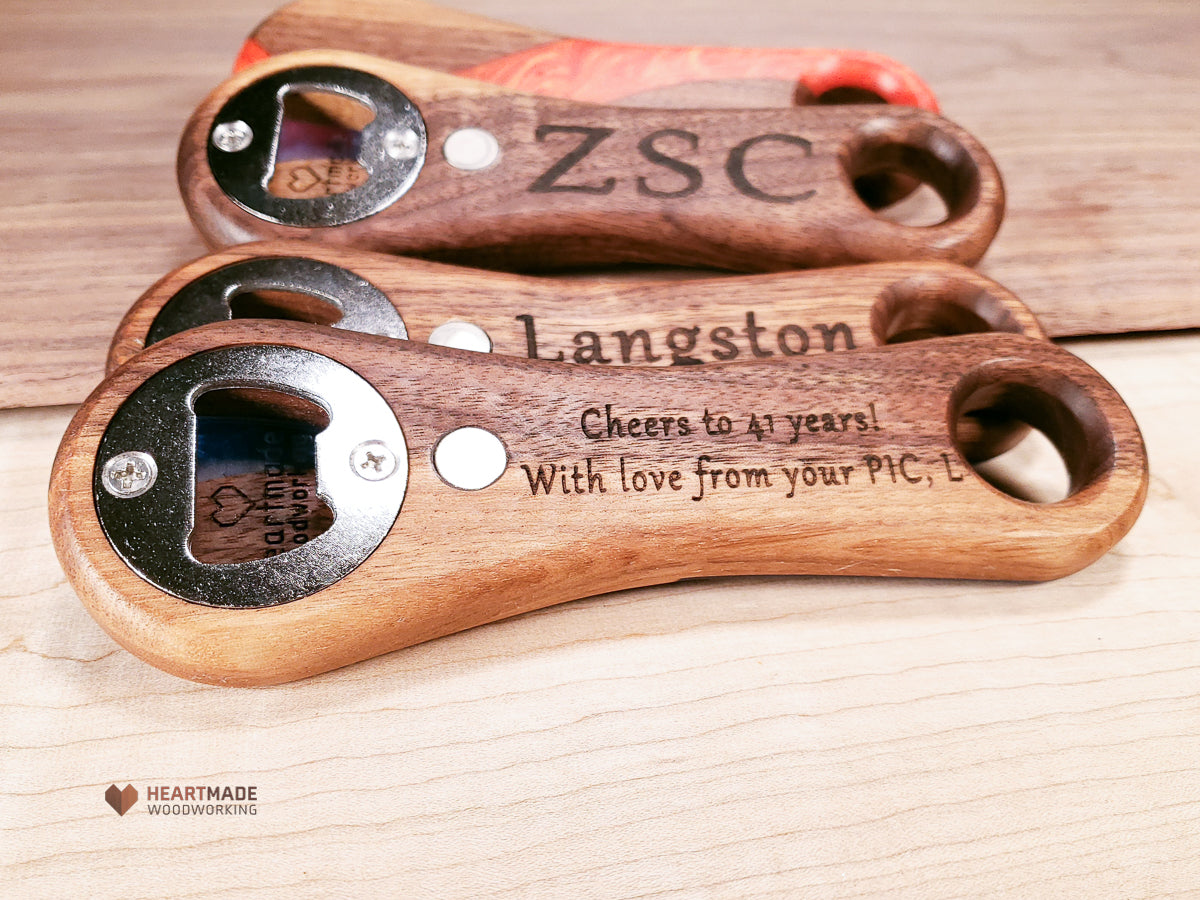 Bottle Opener with 4 Leaf Clover Epoxy Inlay
