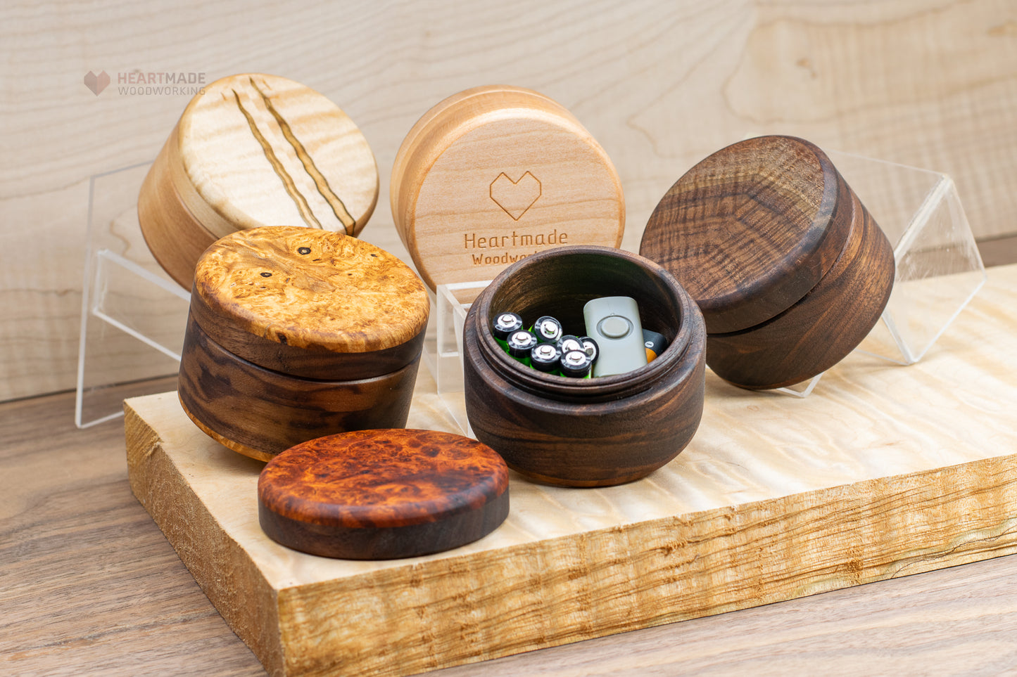 Threaded Wood Jars/Containers - Small Batch with Fancy Woods