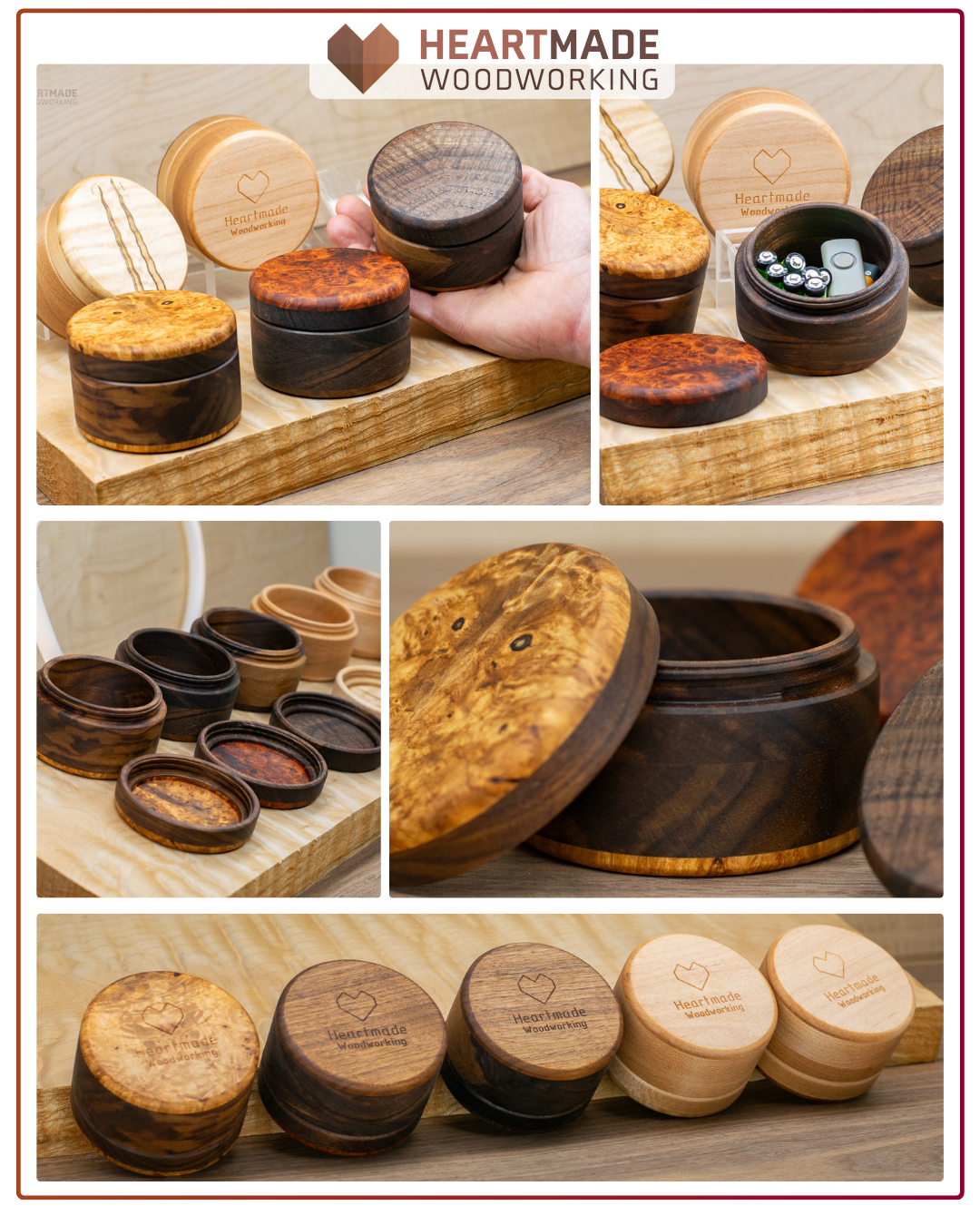 Threaded Wood Jars/Containers - Small Batch with Fancy Woods