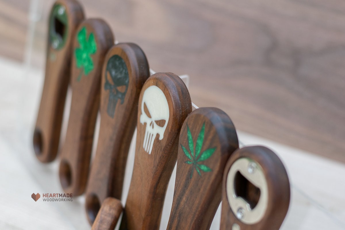 Bottle Opener with Skull Epoxy Inlay