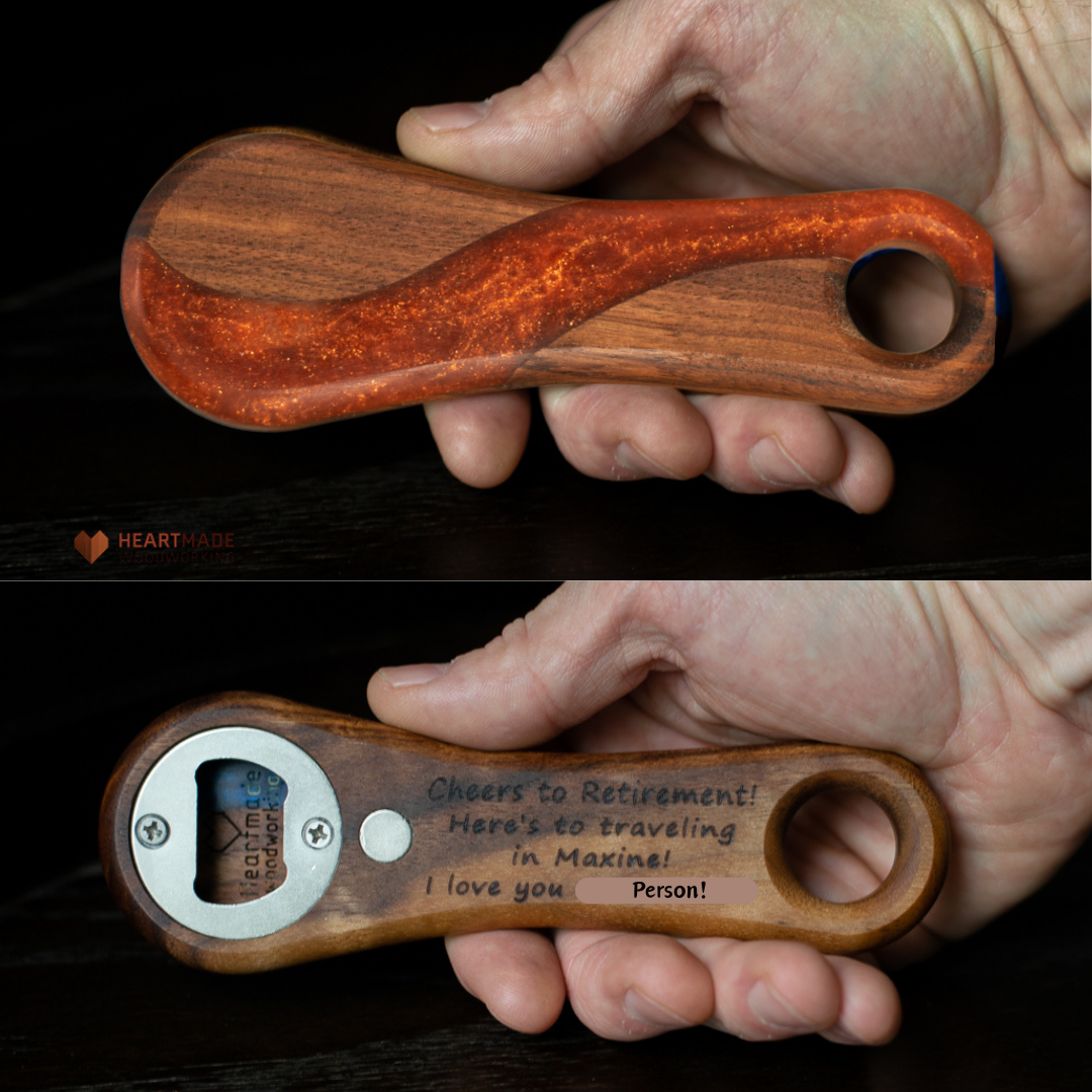 Epoxy River Bottle Openers - Handheld - Walnut