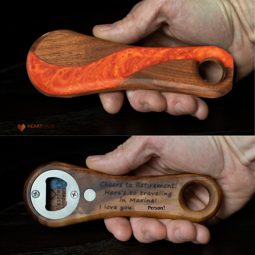 Epoxy River Bottle Openers - Handheld - Walnut