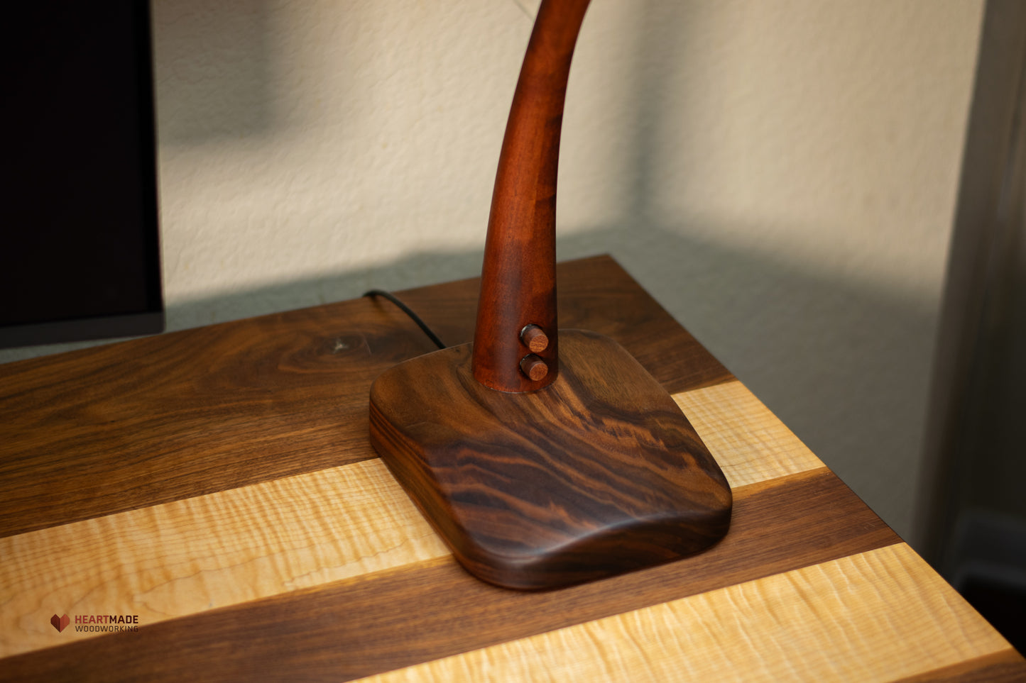 Desk Lamp - Walnut, Mahogany and Curly Maple - Dual Color Temperature With Dimmers - Air Foil