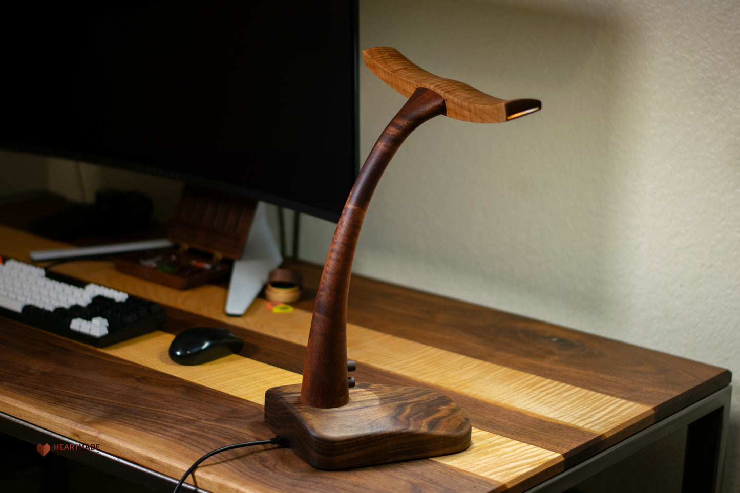 Desk Lamp - Walnut, Mahogany and Curly Maple - Dual Color Temperature With Dimmers - Air Foil