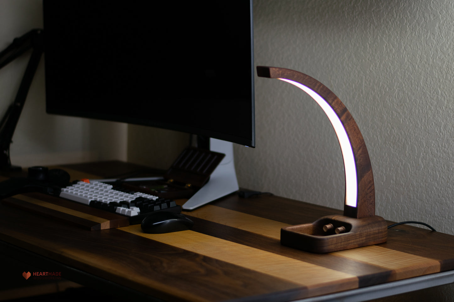 Desk Lamp - Walnut and Mahogany - Dual Color Temperature With Dimmers