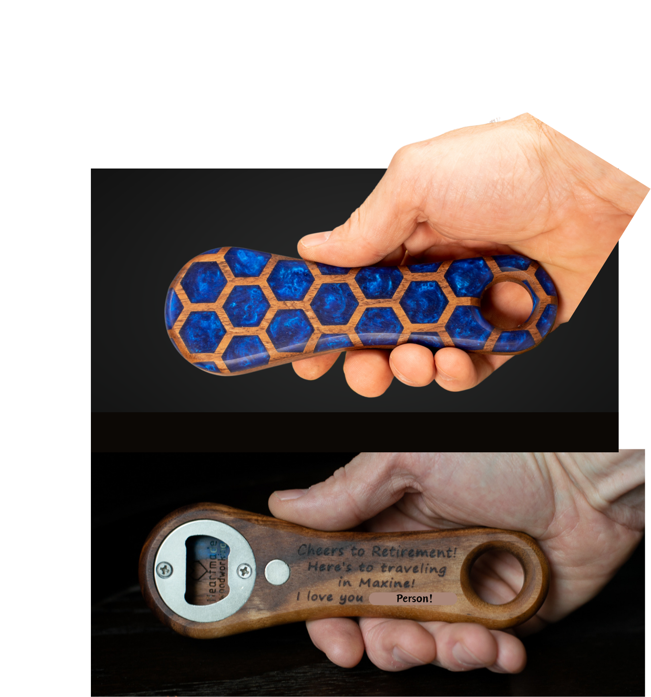 Bottle Opener - Honeycomb Epoxy Resin - Handheld,Walnut,Groomsmen Gifts,Ergonomic