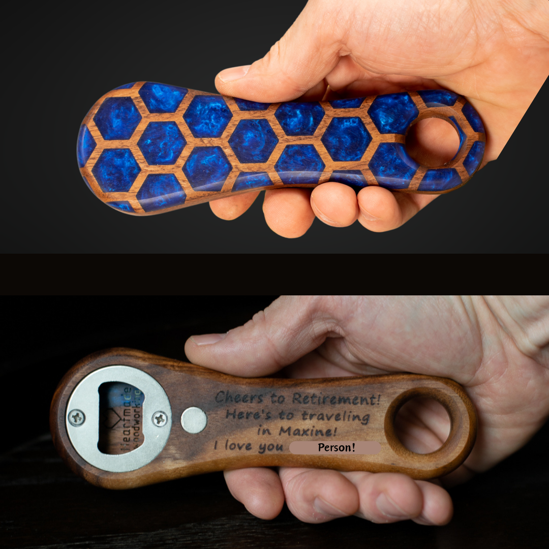 Bottle Opener - Honeycomb Epoxy Resin - Handheld,Walnut,Groomsmen Gifts,Ergonomic