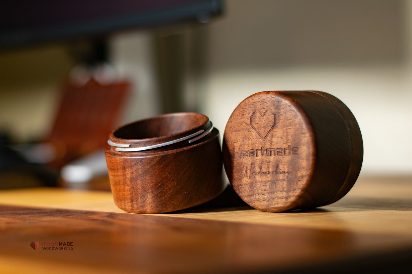 Threaded Walnut Wood Jars - Aluminum and Carbon Fiber Threads