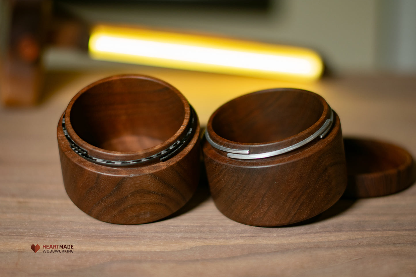 Threaded Walnut Wood Jars - Aluminum and Carbon Fiber Threads
