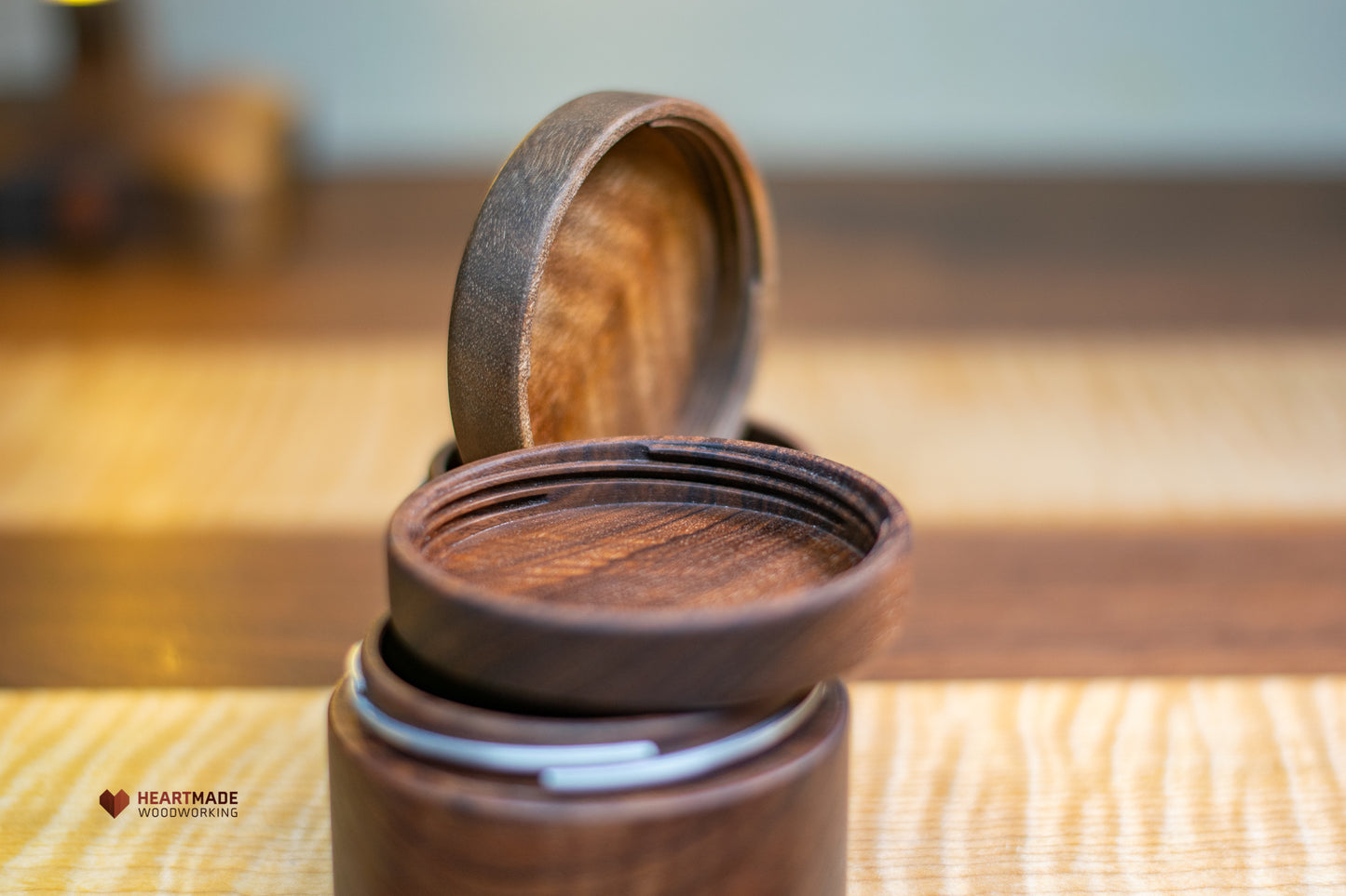 Threaded Walnut Wood Jars - Aluminum and Carbon Fiber Threads