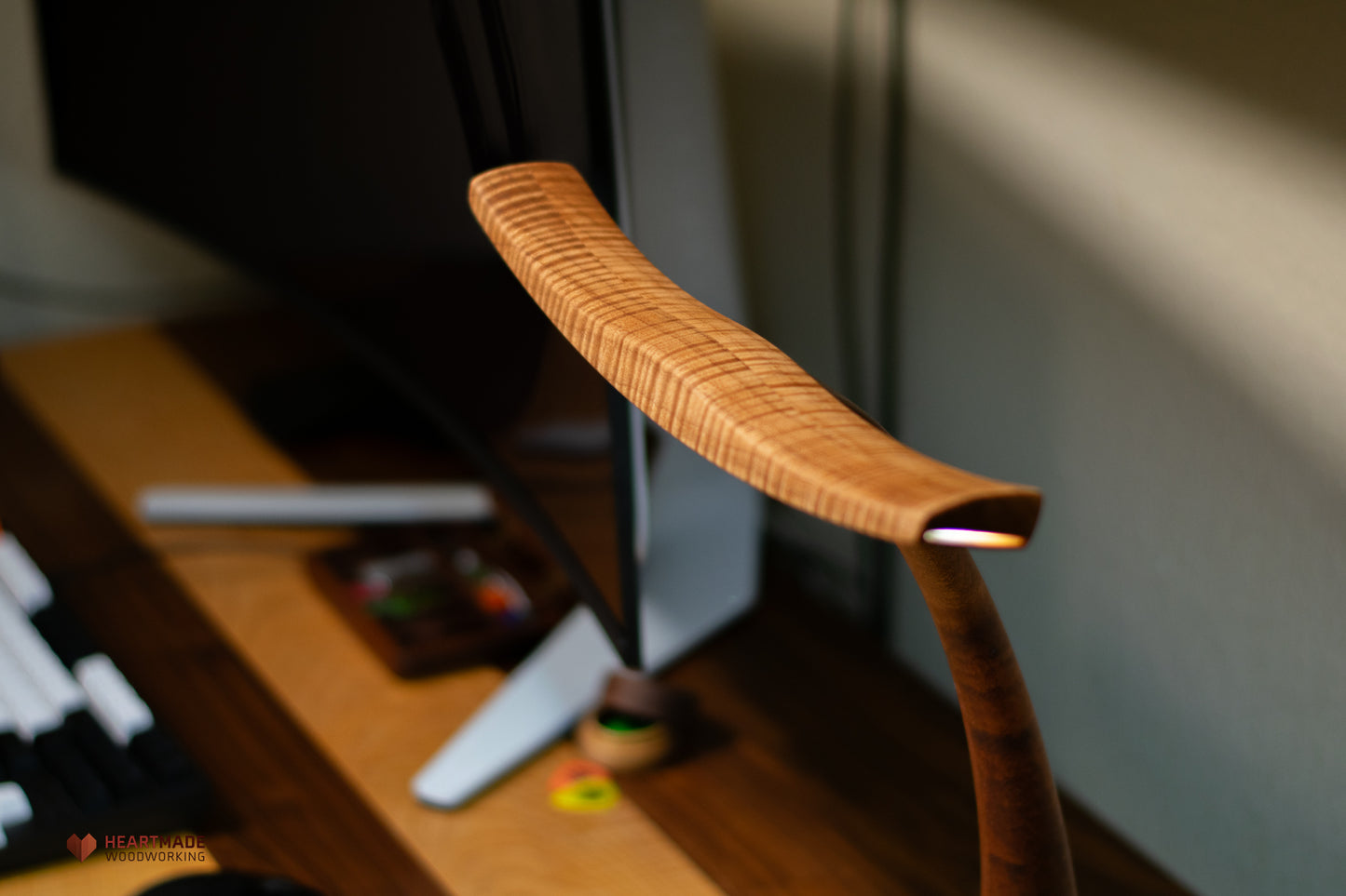 Desk Lamp - Walnut, Mahogany and Curly Maple - Dual Color Temperature With Dimmers - Air Foil