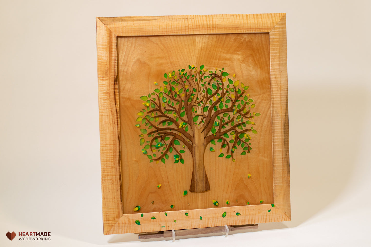 Wood and Epoxy Wall Art - Walnut Tree - Epoxy Leaves - One of a kind