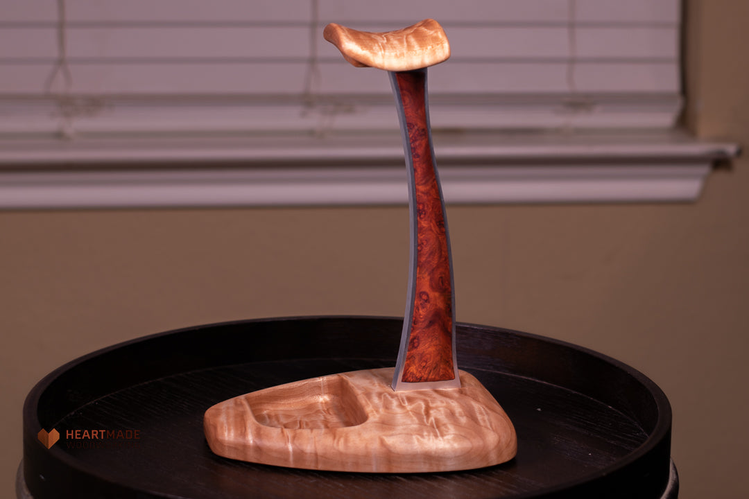 Quilted Maple and Burled Amboyna Headphone Stand