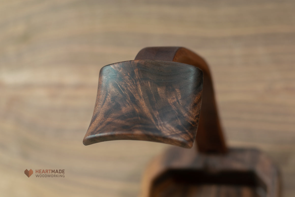 Headphone Stand With Valet Tray - Walnut and Mahogany Hardwoods