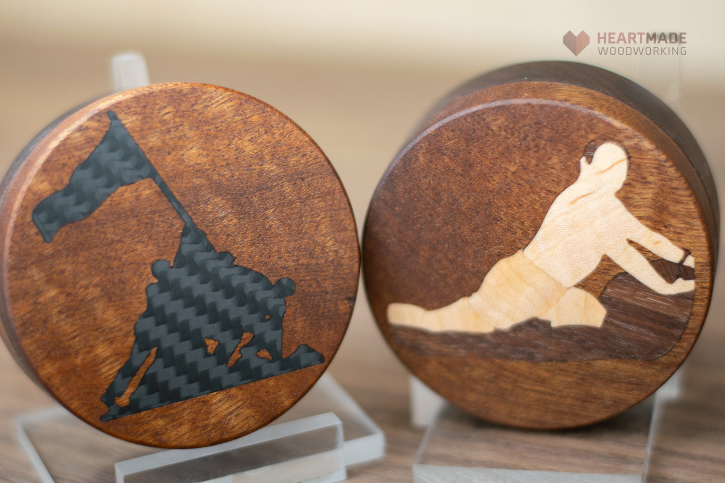 Threaded Wood Jars - Carbon Fiber and Wood Inlays