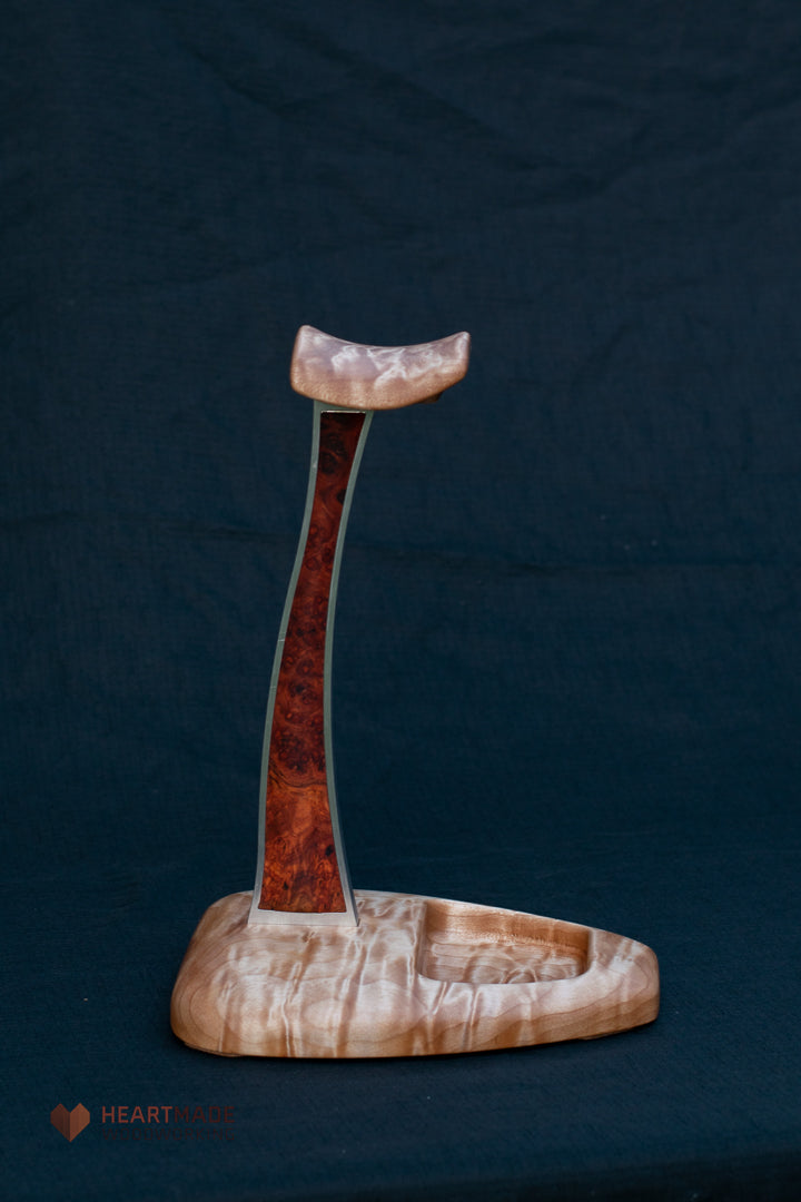 Quilted Maple and Burled Amboyna Headphone Stand