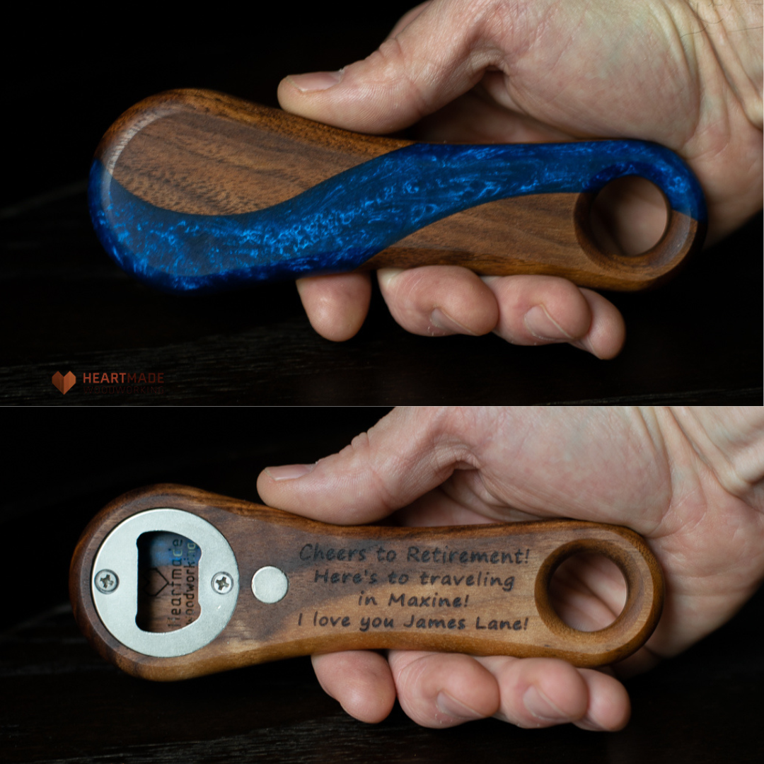 Epoxy River Bottle Openers - Handheld - Walnut