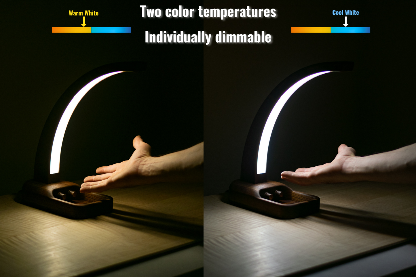 Desk Lamp - Walnut and Mahogany - Dual Color Temperature With Dimmers