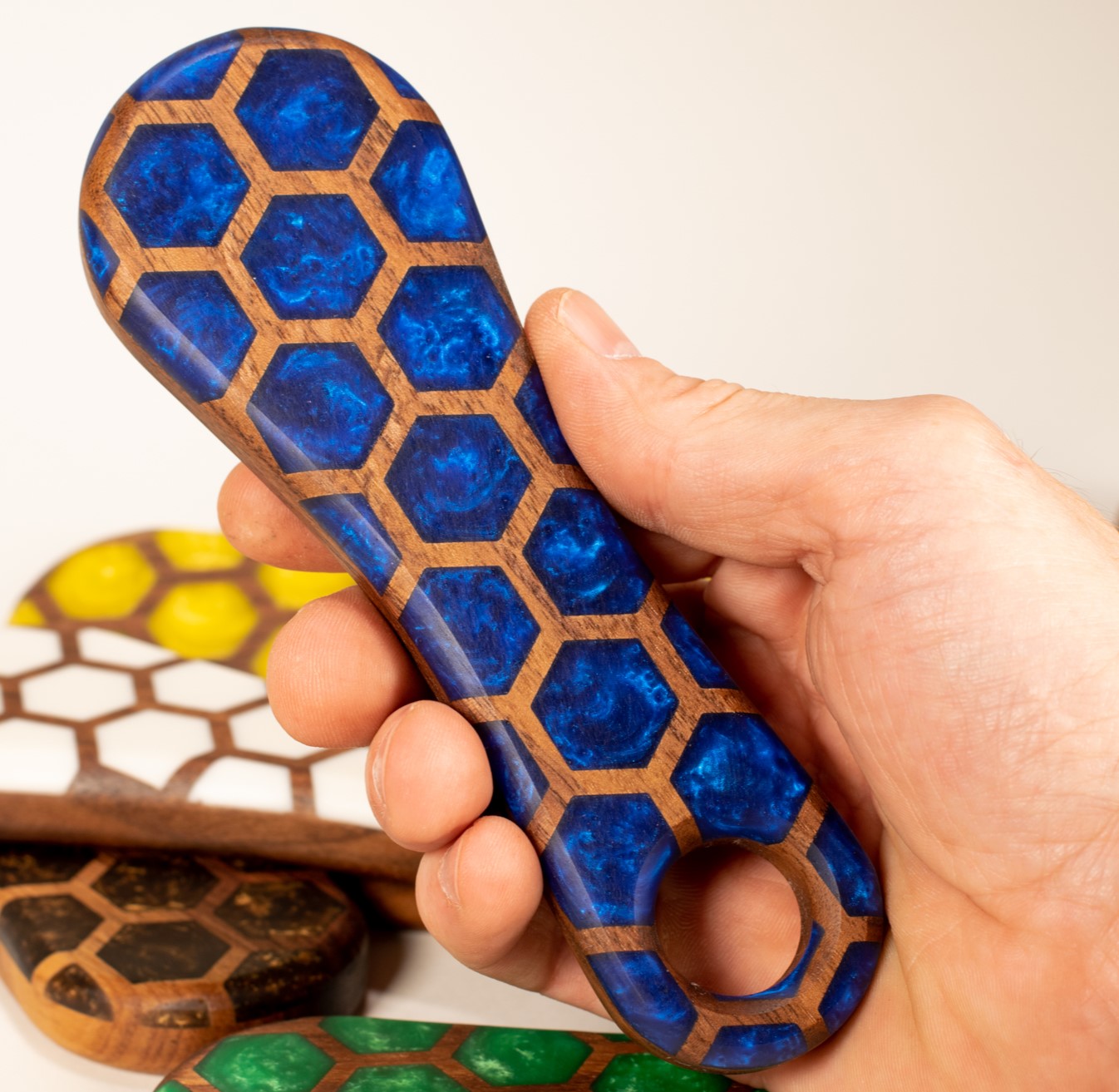 Bottle Opener - Honeycomb Epoxy Resin - Handheld,Walnut,Groomsmen Gifts,Ergonomic