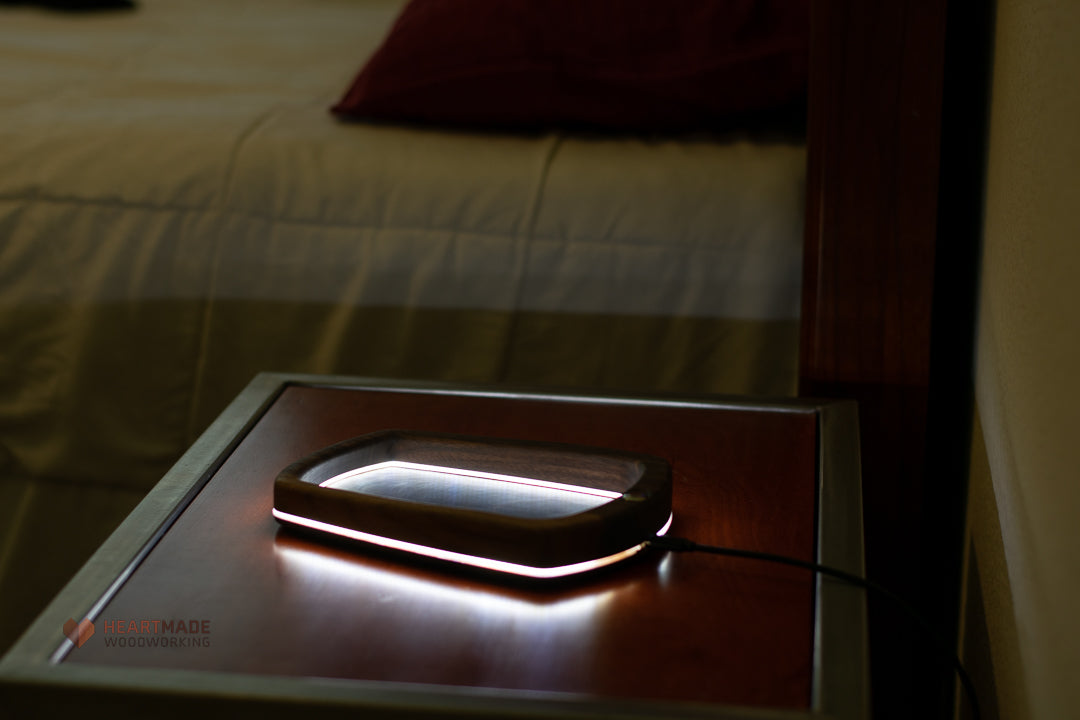 Catch-All Tray In Walnut With LED Light