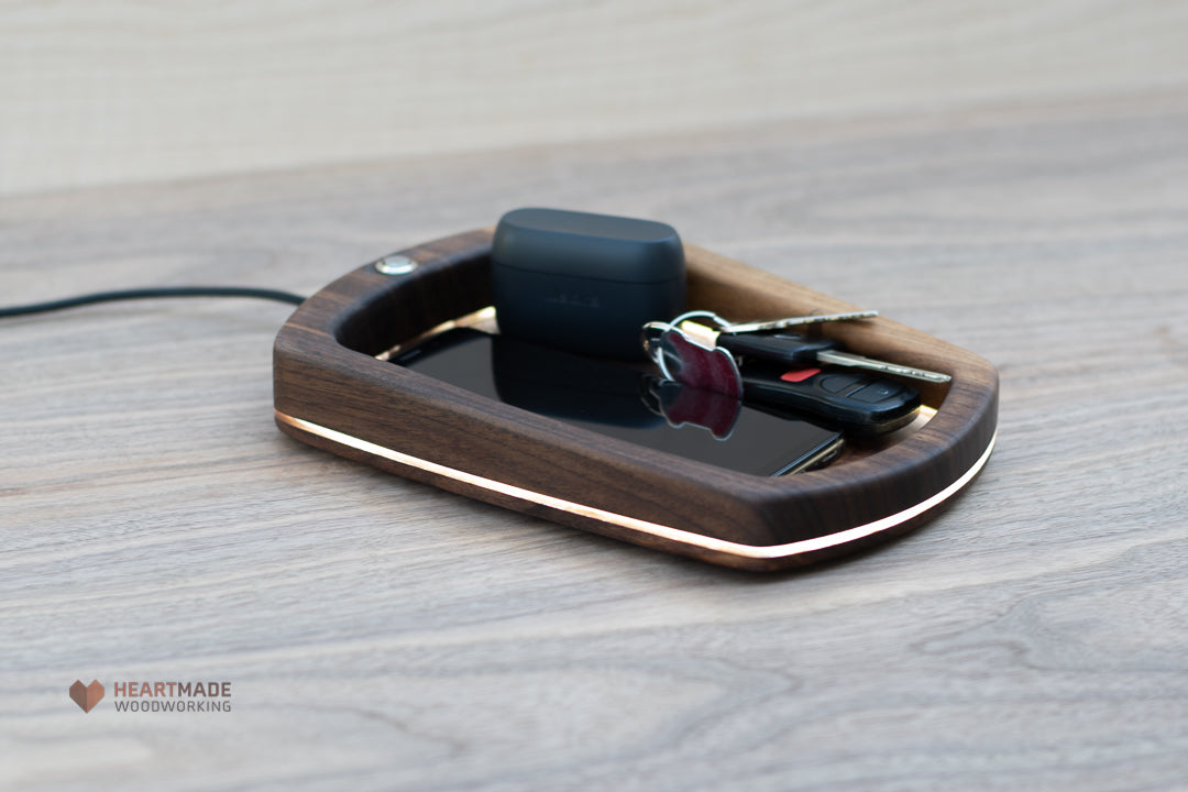 Catch-All Tray In Walnut With LED Light