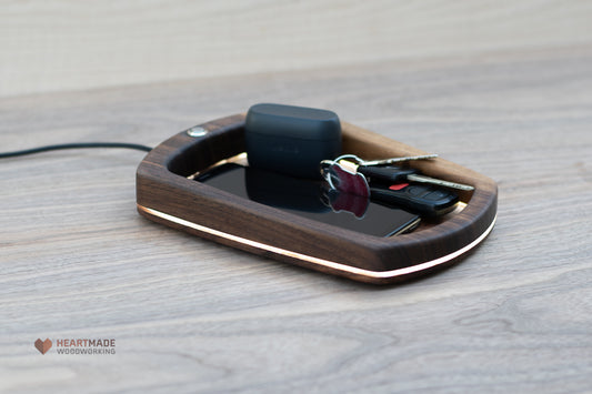 Catch-All Tray In Walnut With LED Light