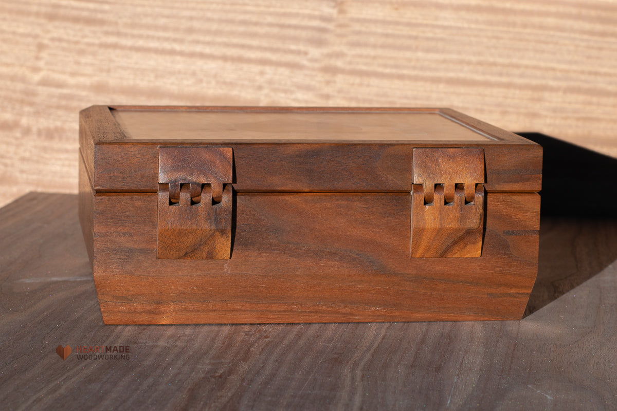 Walnut Jewelry Box with Bookmatched Quilted Maple Top