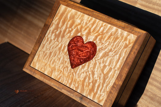 Walnut Jewelry Box with Bookmatched Quilted Maple Top