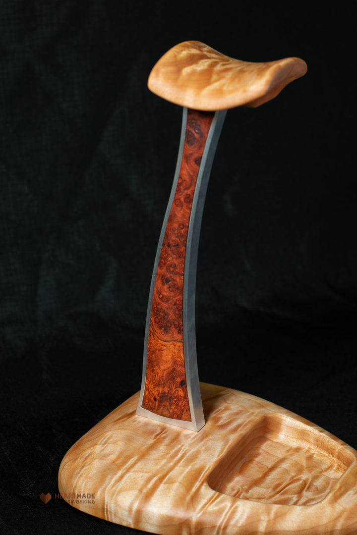 Quilted Maple and Burled Amboyna Headphone Stand