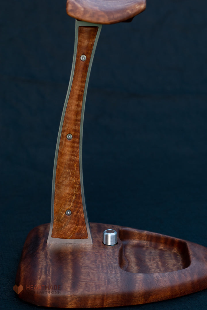 Quilted Mahogany and Spalted Maple Headphone Stand with LED Lighting