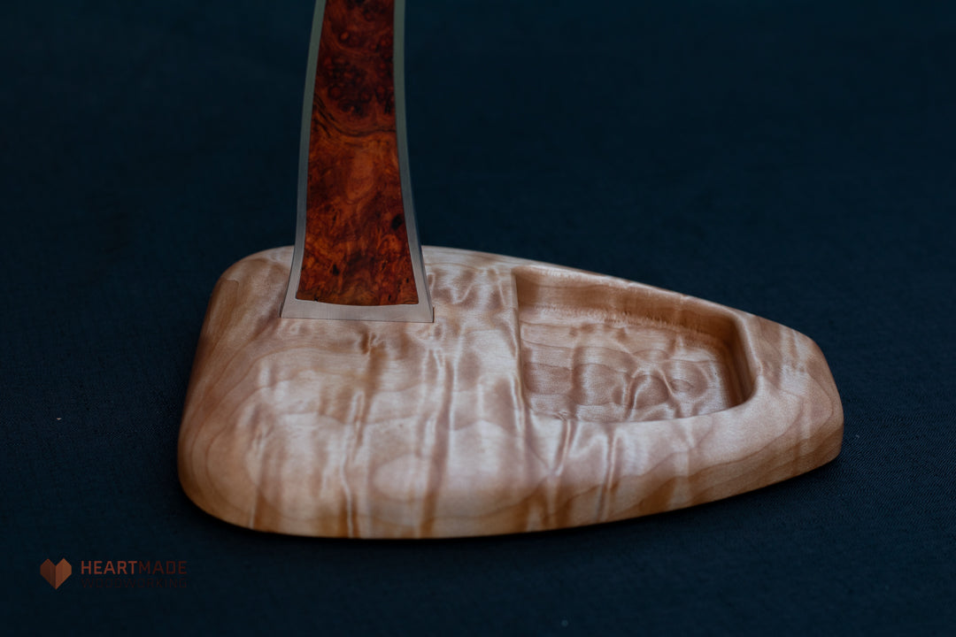 Quilted Maple and Burled Amboyna Headphone Stand