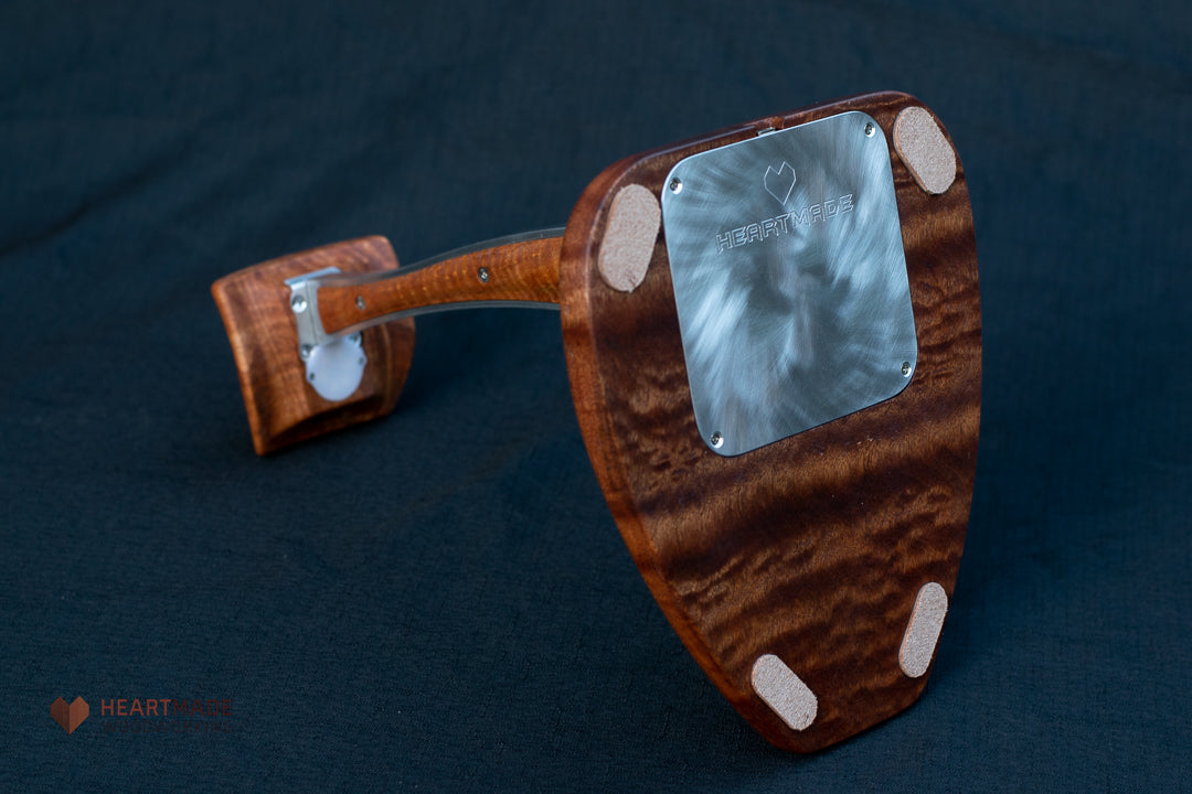 Quilted Mahogany and Spalted Maple Headphone Stand with LED Lighting