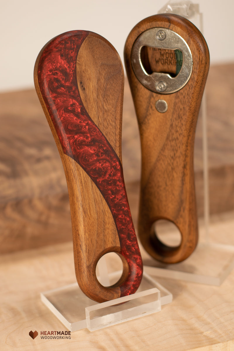 Epoxy River Bottle Openers - Handheld - Walnut