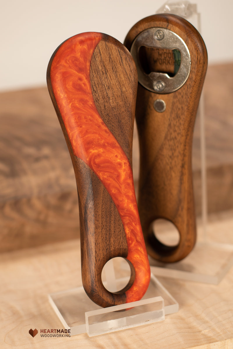 Epoxy River Bottle Openers - Handheld - Walnut