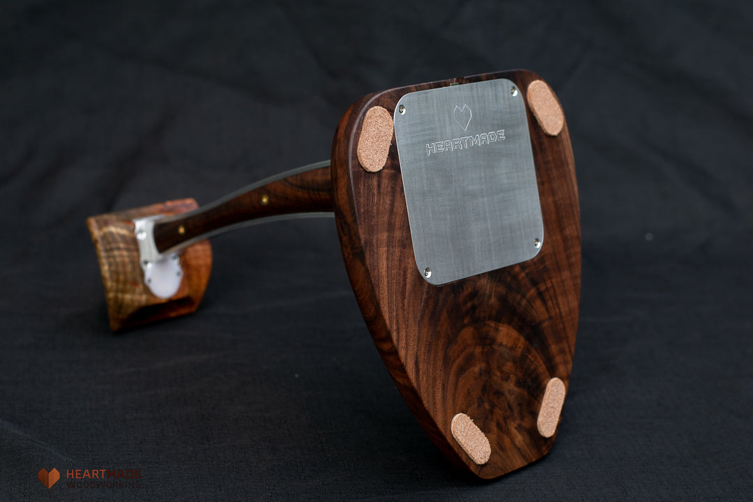 Walnut and Spalted Maple Headphone stand. Heartmade Woodworking, Austin, TX.