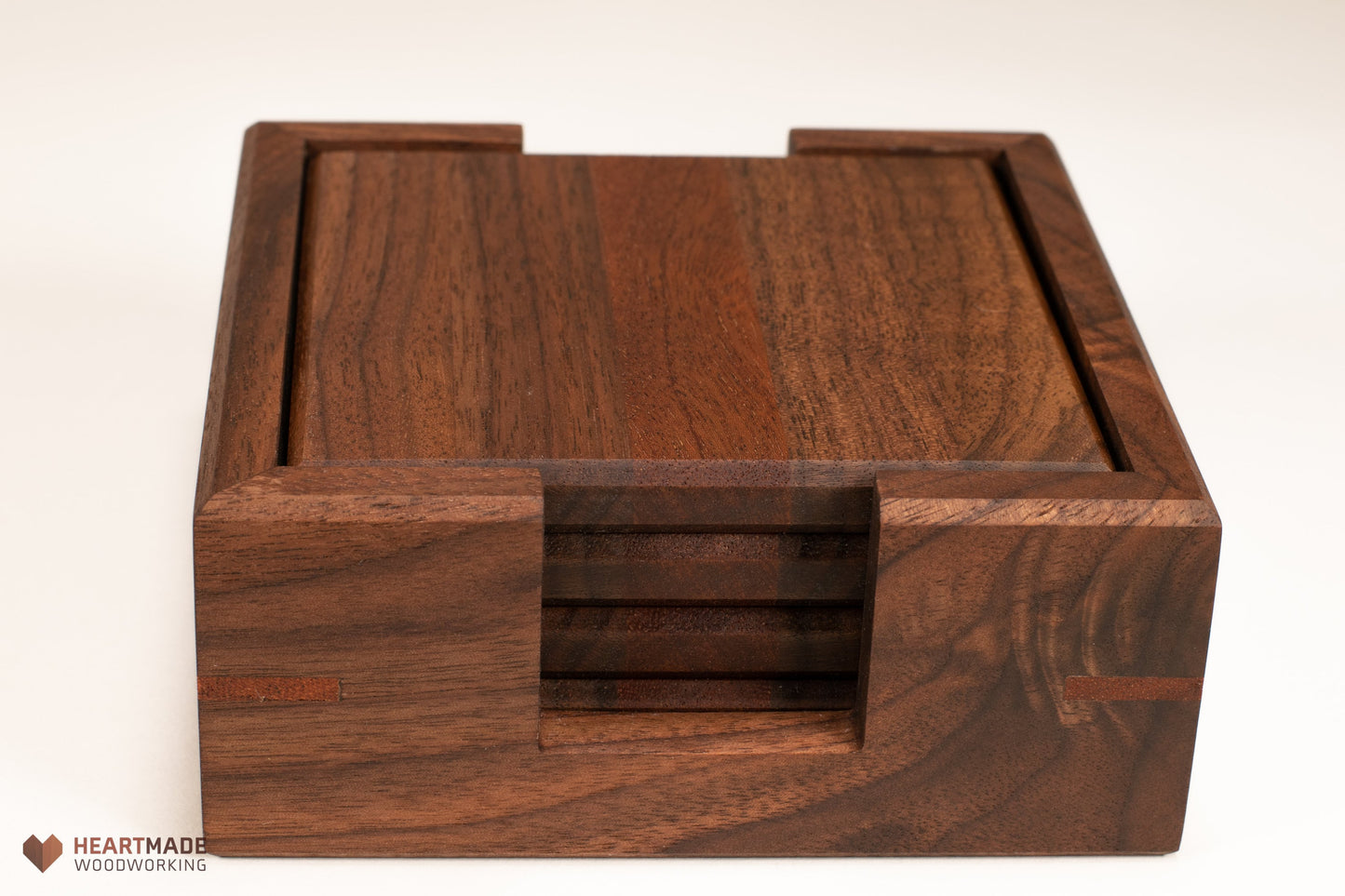 Large Wood Coasters With Holder - Walnut and Mahogany Wood