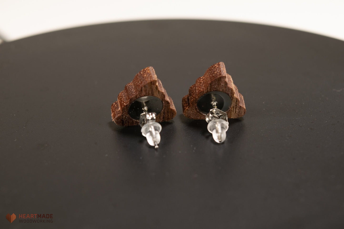 Poop emoji earrings - Walnut with White Epoxy Resin