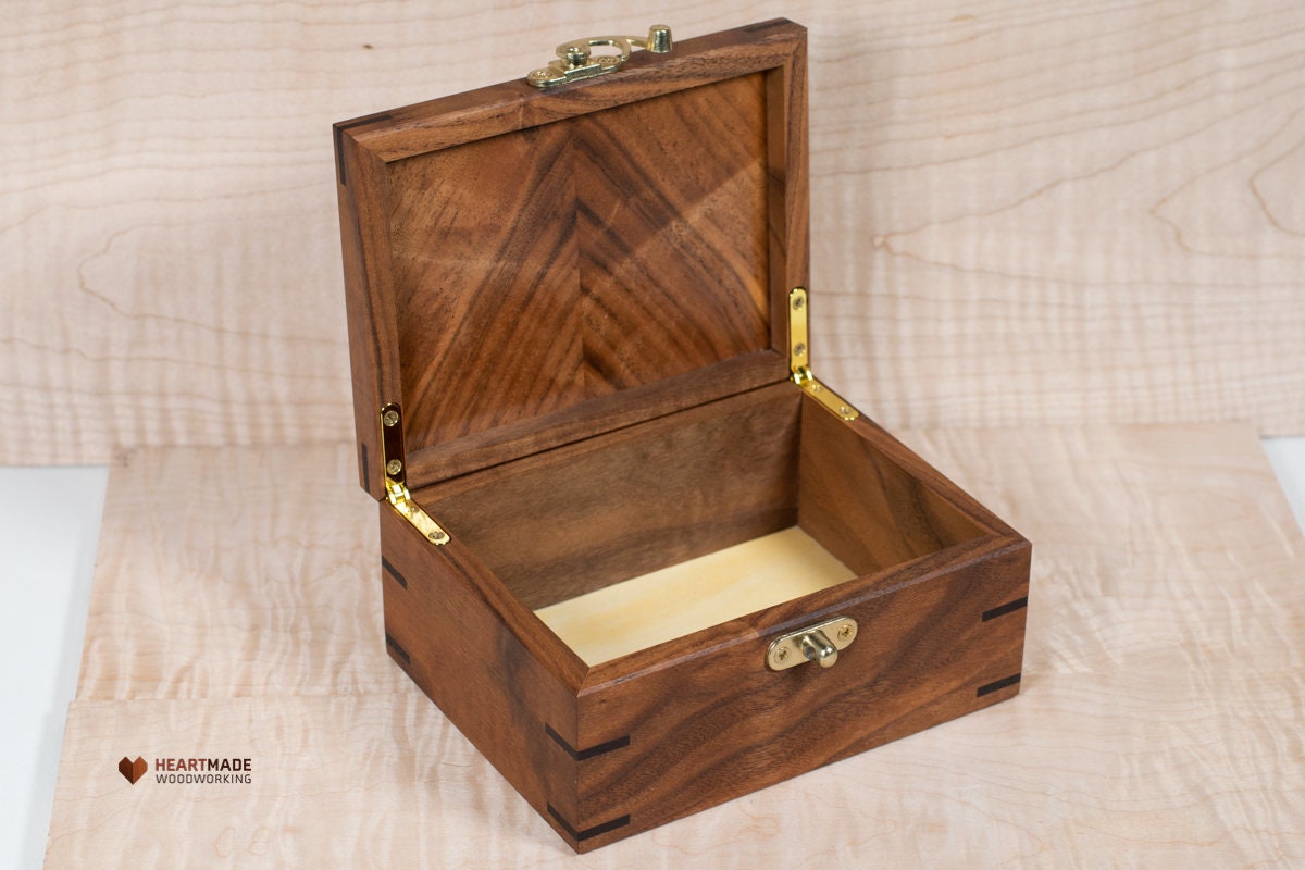 Walnut Box with Cannabis Leaf Epoxy Resin Inlay - Stash Box, Keepsake Box, Junk Box