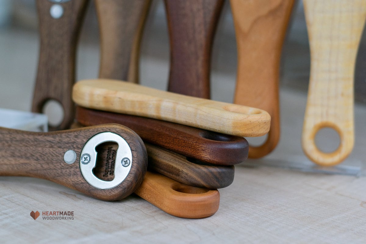 Wood Bottle Openers - Walnut, Mahogany, Maple, Cherry, 5th Anniversary Gift, Groomsmen Gift