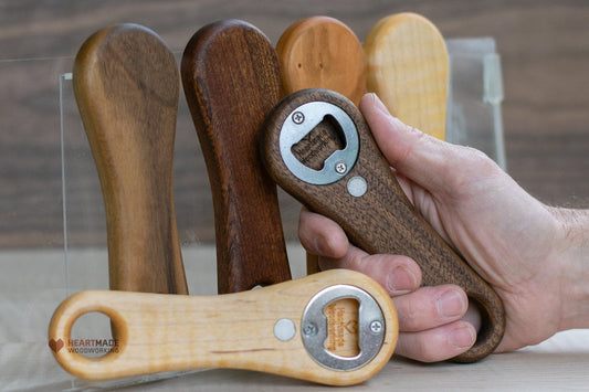 Wood Bottle Openers - Walnut, Mahogany, Maple, Cherry, 5th Anniversary Gift, Groomsmen Gift