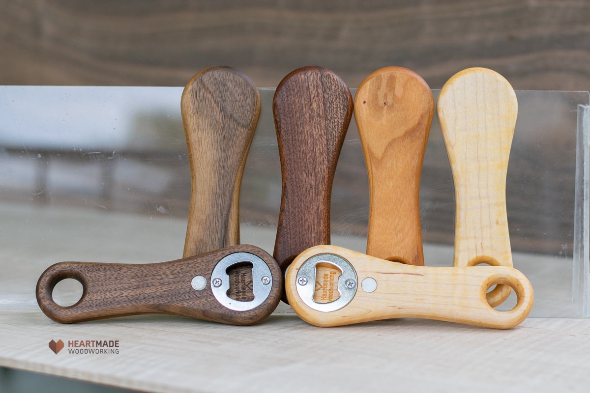 Wood Bottle Openers - Walnut, Mahogany, Maple, Cherry, 5th Anniversary Gift, Groomsmen Gift