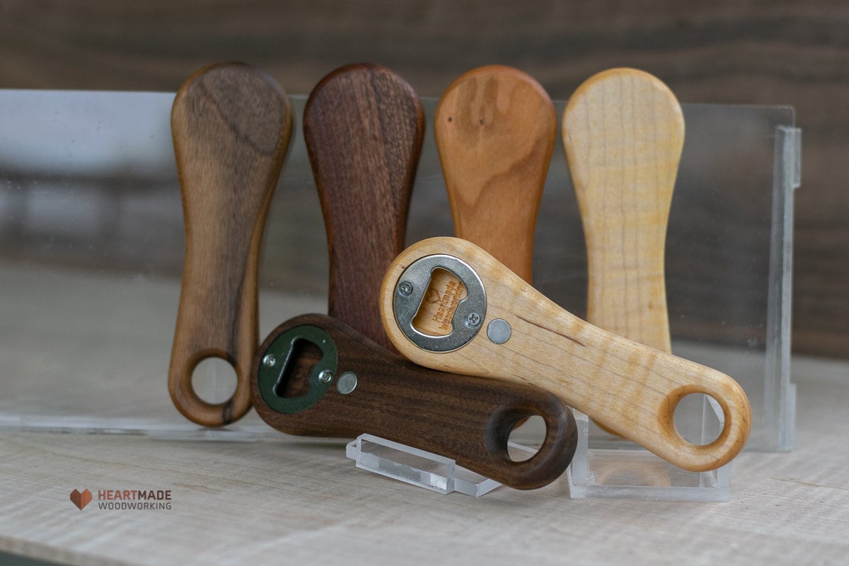 Wood Bottle Openers - Walnut, Mahogany, Maple, Cherry, 5th Anniversary Gift, Groomsmen Gift